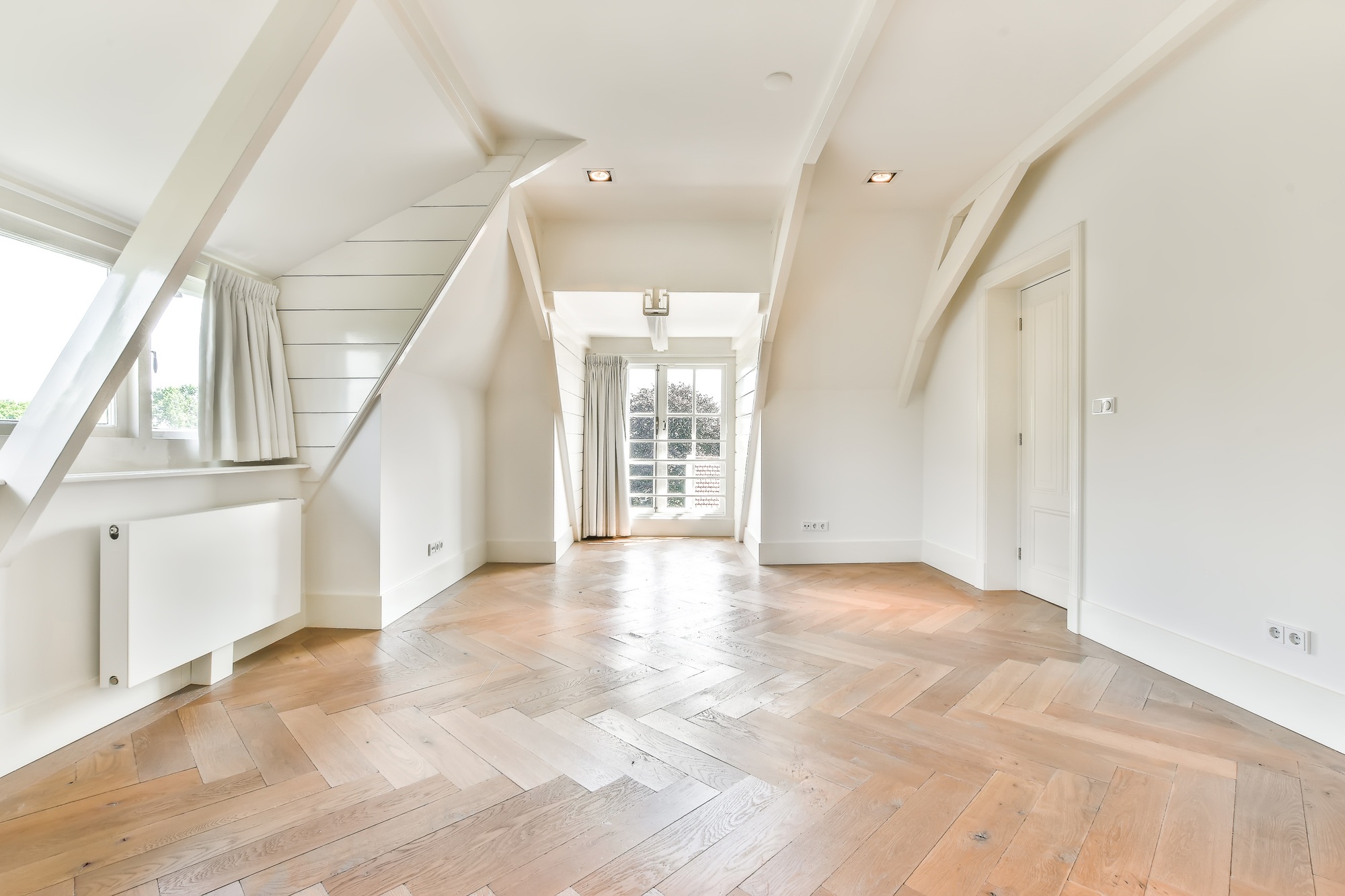Empty room in the attic of the house